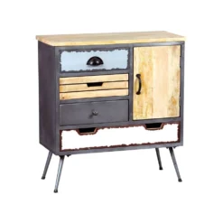 Meuble D'entrée 1 Portes 4 Tiroirs Bois/Métal - SUPPLY