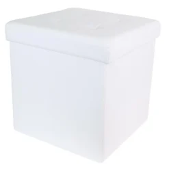 Coffre Banc Pliable En Polyuréthane Coloris Blanc - Dim : H 38 X L 38...