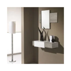 Meuble D'entrée Chêne Clair + Miroir - IMBRO