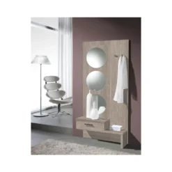 Meuble D'entrĂ©e ChĂȘne Clair + Miroir - GOMELLE