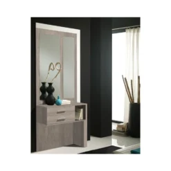 Meuble D'entrĂ©e ChĂȘne Clair + Miroirs - MOKENE