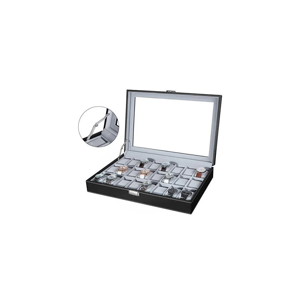 SONGMICS Boîte De Rangement Pour 24 Montres Noir JWB024 – Image 2