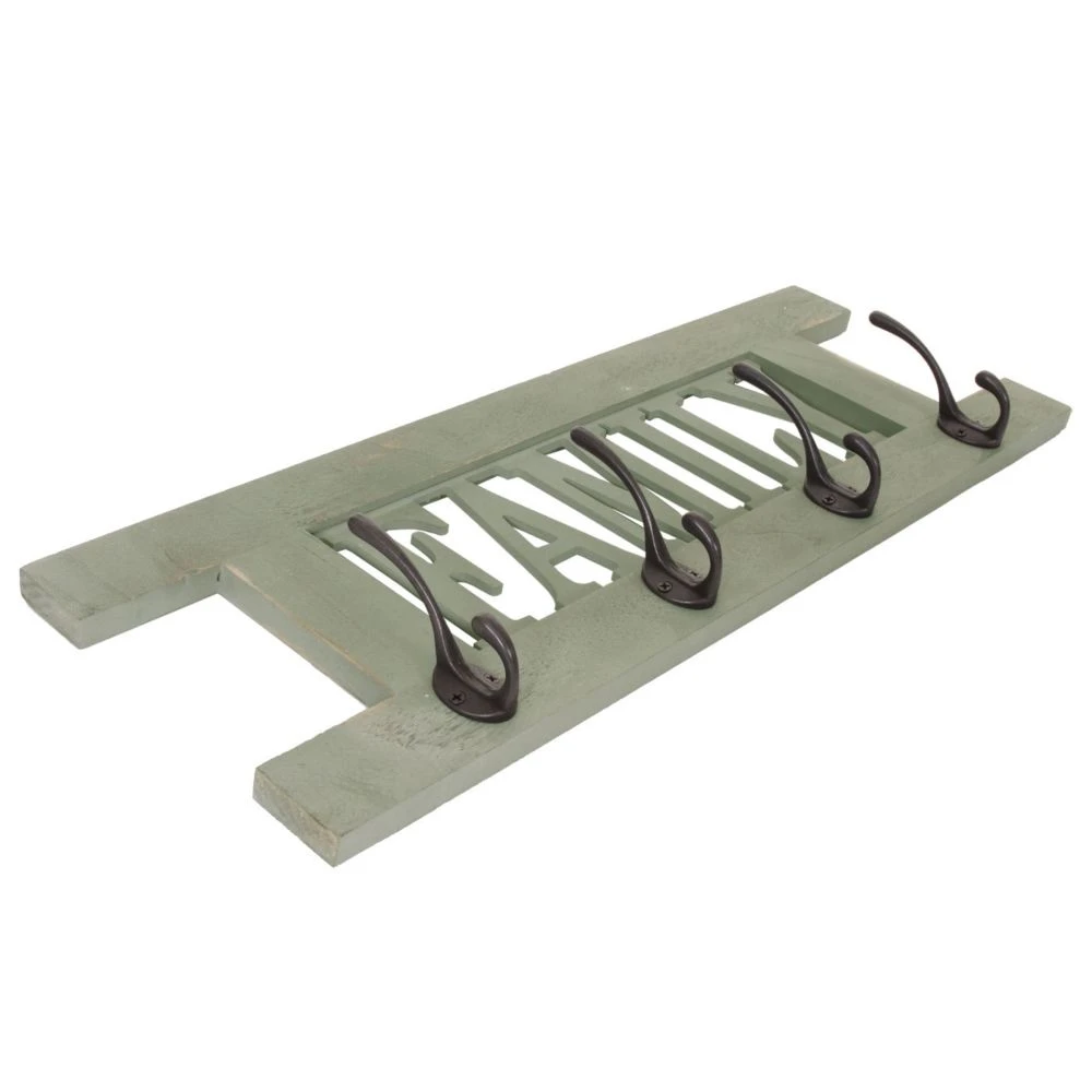 Portemanteau HWC-C60, Family, 60x21cm ~ Vert Shabby – Image 2