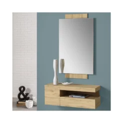 Meuble D'entrée 1 Porte 1 Tiroir Chêne Blond - GINO