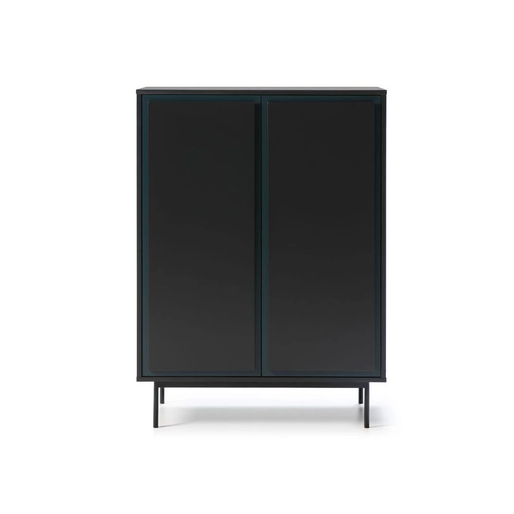 Meuble D'entrée 2 Portes 2 Tiroirs Gris Foncé/Bleu - PAITUS