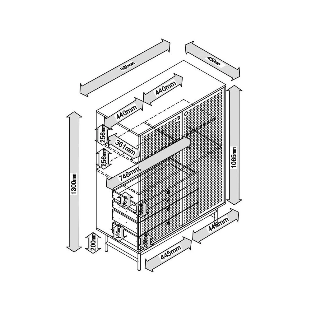 Meuble D'entrée 2 Portes 4 Tiroirs Bleu/Noir - PAYA – Image 4