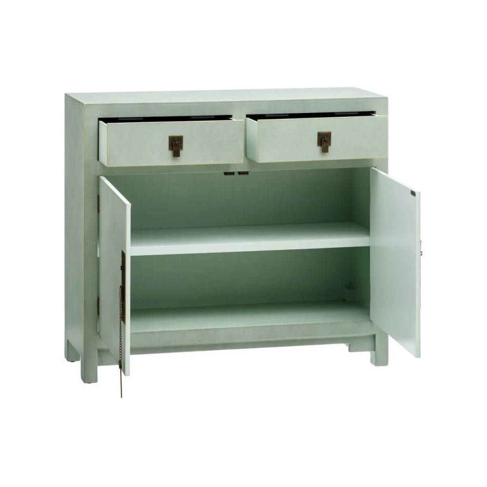 Meuble D'entrée 2 Tiroirs 2 Portes Vert Menthe - SHANGHAI – Image 3