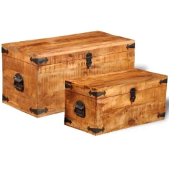 Icaverne - Coffres De Rangement Gamme Coffre De Rangement 2 Pcs Bois M...