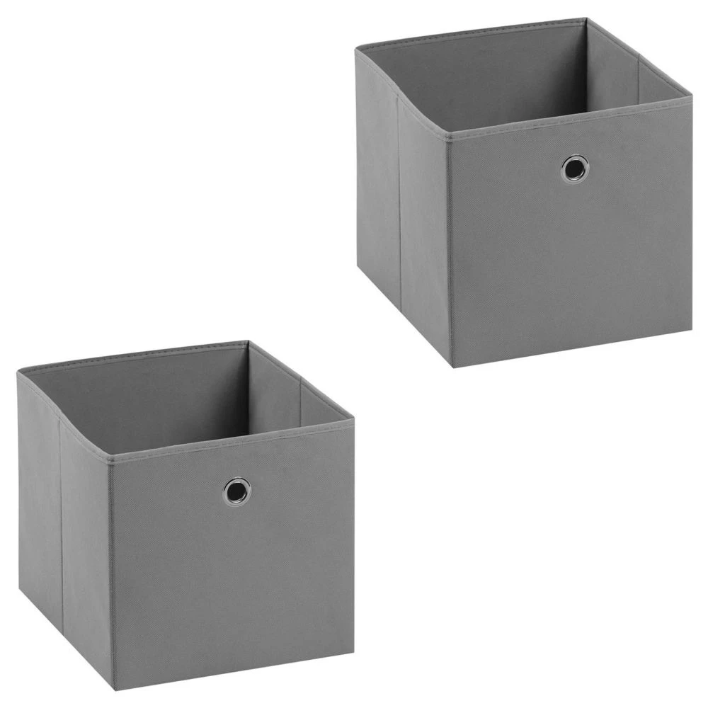 Lot De 2 Boîtes De Rangement ELA, En Tissu Gris