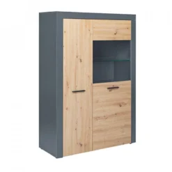 Argentier 2 Portes 100x41,6x147 Cm Anthracite Et Naturel