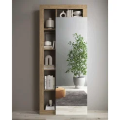 Armoire De Vestiaire 1 Porte Miroir Chêne Naturel - ISCHIA
