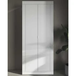 Armoire De Vestiaire 2 Portes Blanc Laqué Brillant - MATERA