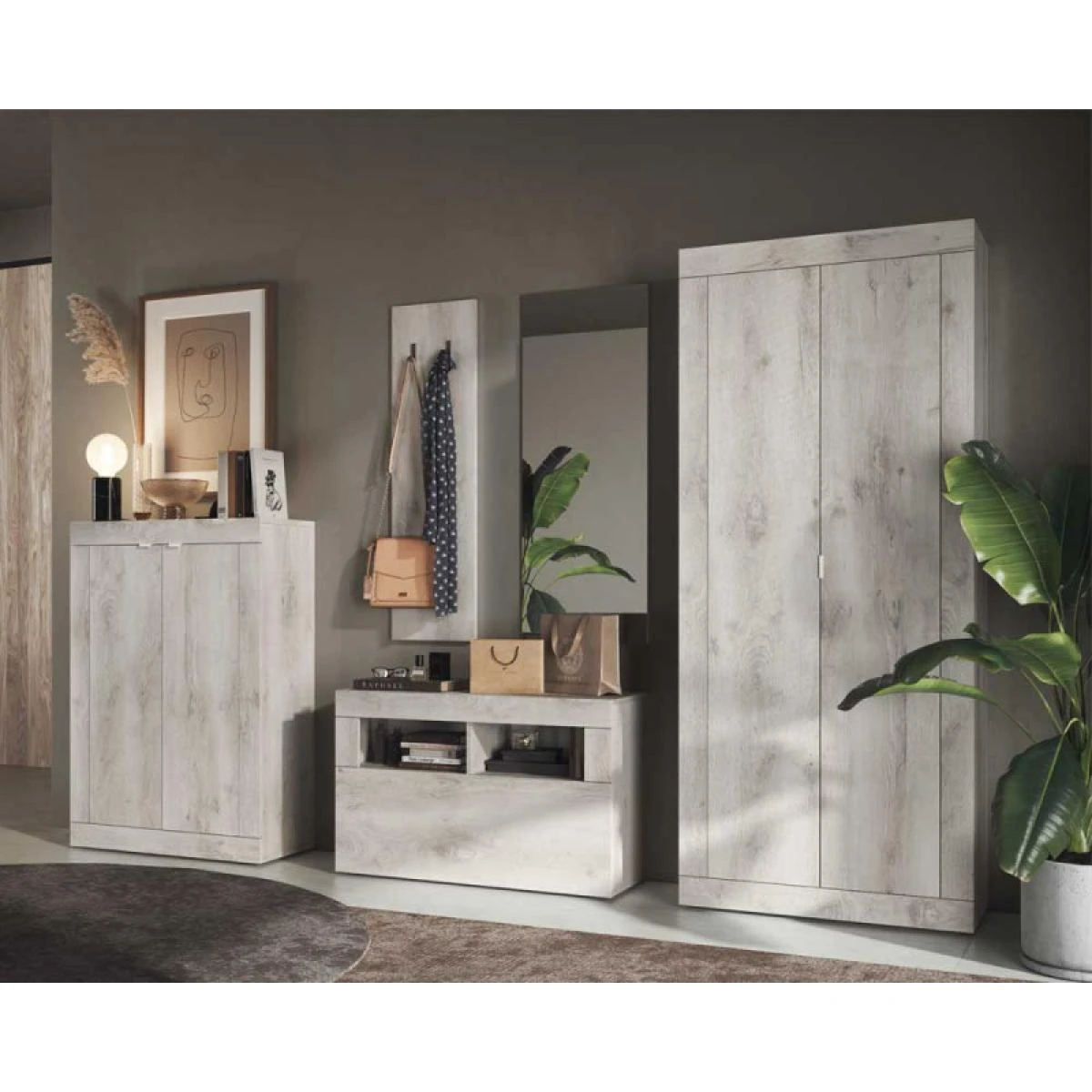 Armoire De Vestiaire 2 Portes Pin Blanc - MATERA – Image 3