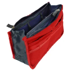 Pochette Rangement Multi-compartiments Rétractable Anses Courtes Roug...