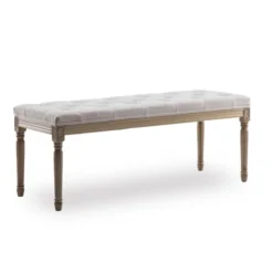 Banc Capitonné Romane XL Style Louis XVI Tissu Beige