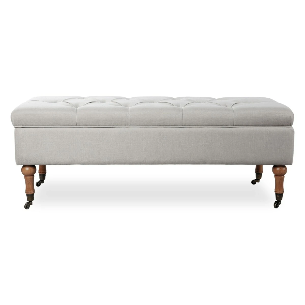 Banquette Coffre Capitonnée Philippine Tissu Beige