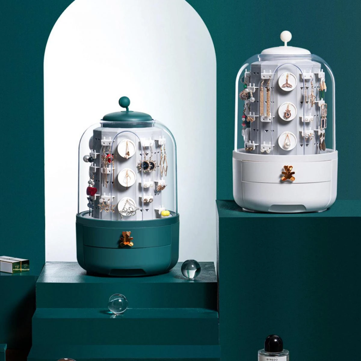 Bijoux Rotatifs Boucles D'oreilles Rotation Stand Boîte Anneau Vitrin... – Image 2