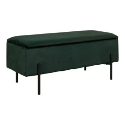 BLAIRE - Banc-Coffre Velours Vert Pieds Métal