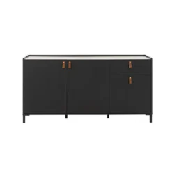 Buffet 3 Portes Et 1 Tiroir 160x45x79 Cm Noir - AMSTY
