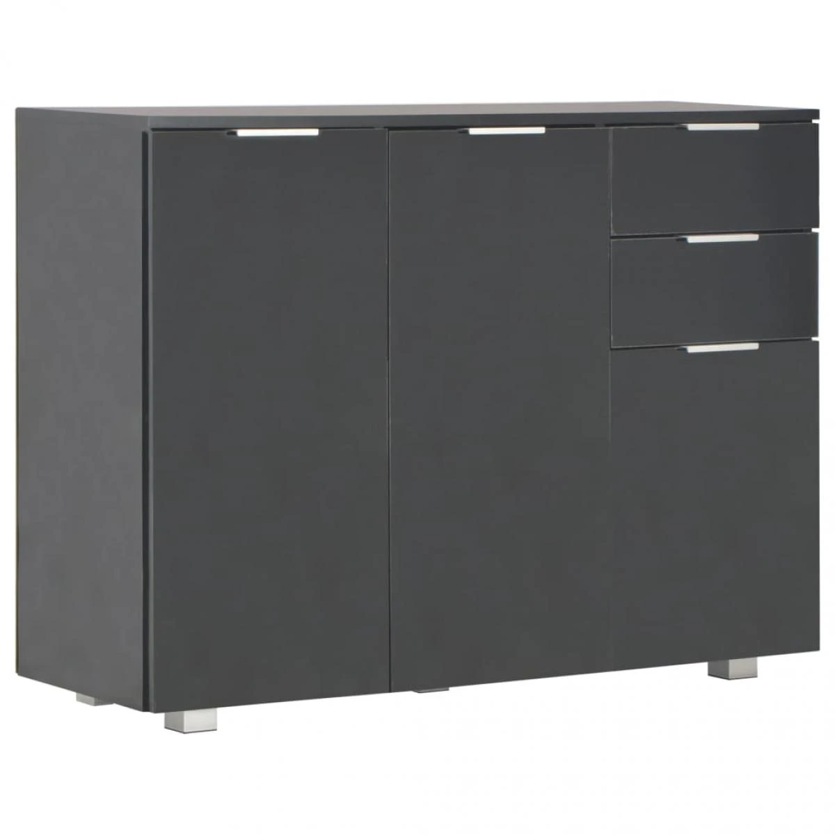 Buffet Noir Brillant 107 X 35 X 76 Cm – Image 2