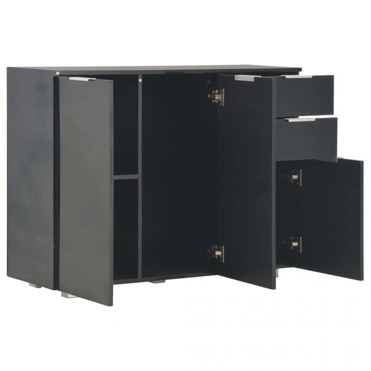 Buffet Noir Brillant 107 X 35 X 76 Cm – Image 5