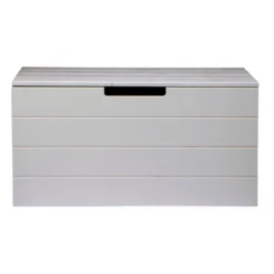 Coffre A Jouet Pin Massif Brossé Gris, H42 X L80 X P40 Cm