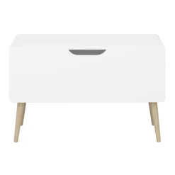 Coffre Ă Jouets En MDF Coloris Blanc Et ChĂŞne Naturel - Longueur 80 ...