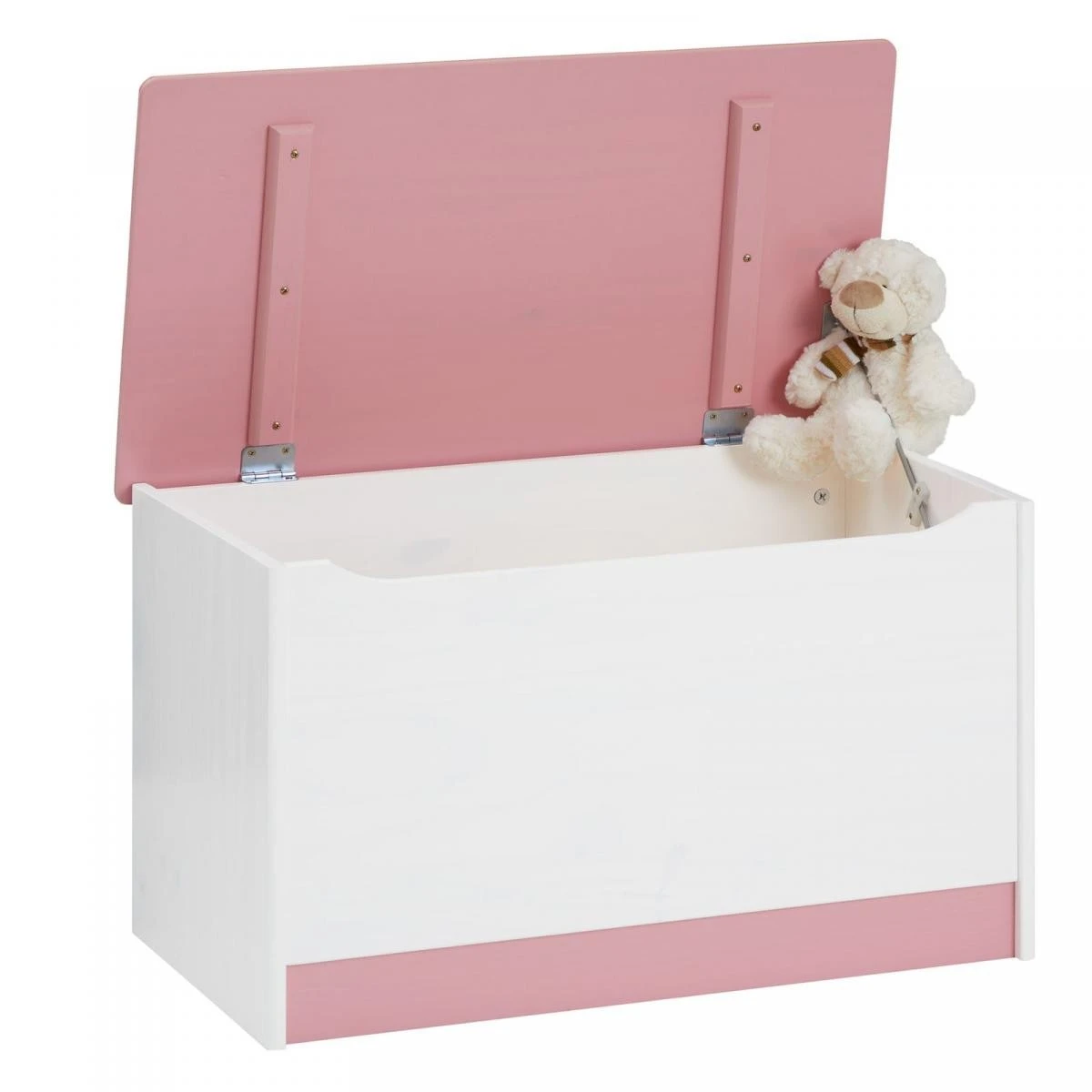 Coffre à Jouets HANNAH, En Pin Massif Lasuré Blanc Et Rose 4 Coffre à Jouets HANNAH, En Pin Massif Lasuré Blanc Et Rose – Image 4