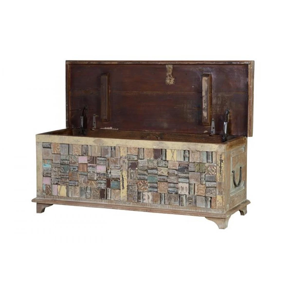 Coffre En Bois De Manguier / Recyclé Coloris Marron - Longueur 106 X ... 2 Coffre En Bois De Manguier / Recyclé Coloris Marron - Longueur 106 X ... – Image 2