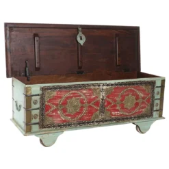 Alternative view of Coffre En Bois Et Laiton Multicolore - Longueur 116 X Profondeur 40 X ...