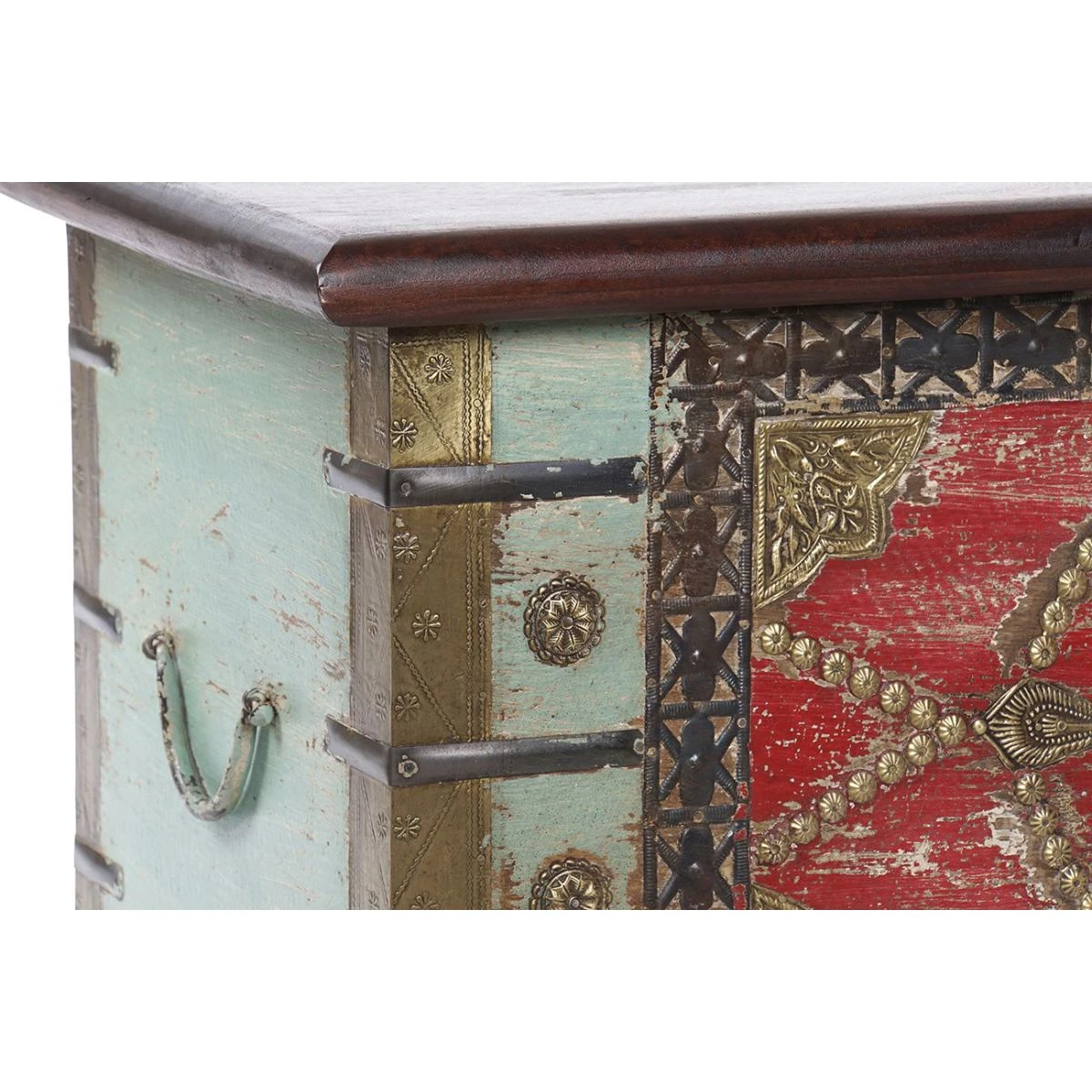Coffre En Bois Et Laiton Multicolore - Longueur 116 X Profondeur 40 X ... 4 Coffre En Bois Et Laiton Multicolore - Longueur 116 X Profondeur 40 X ... – Image 4