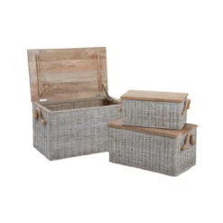 Coffre En Poelet Blanchi (Lot De 3).