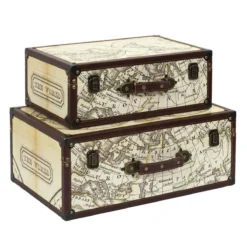 Alternative view of COOPER - Lot De 2 Malles De Rangements Mappemonde Vintage