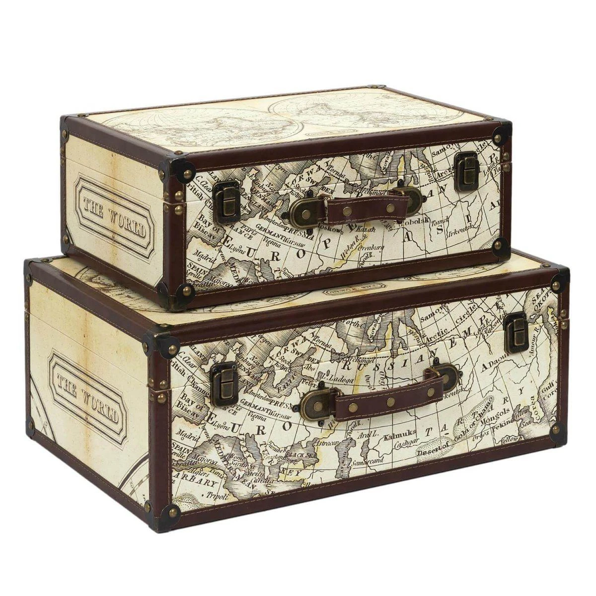 COOPER - Lot De 2 Malles De Rangements Mappemonde Vintage 2 COOPER - Lot De 2 Malles De Rangements Mappemonde Vintage – Image 2