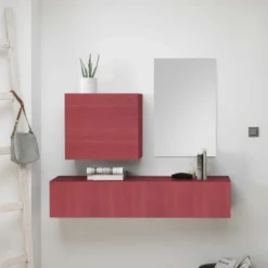 Duo De Meubles D'entrée Rouge + Miroir - SCOPELLO