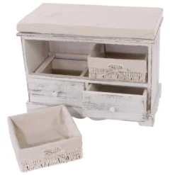 Commode / Banc, 2 Paniers, 2 Tiroirs, 62x33x42cm + Garderobe, Shabby, ... -Atmosphera Boutique edb483147e94f97cd4f701d706312ca8