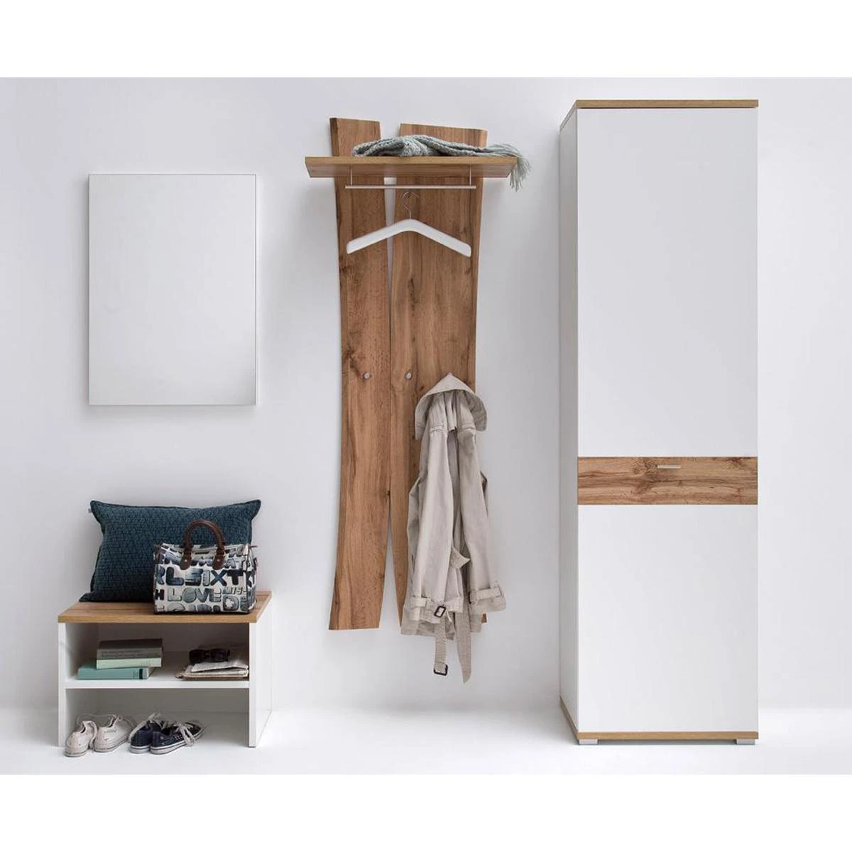 Ensemble De Vestiaire 4 éléments Coloris Blanc Et Chêne Wotan