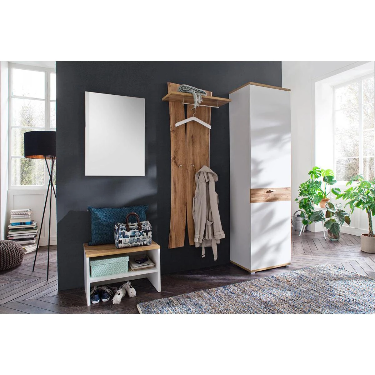 Ensemble De Vestiaire 4 éléments Coloris Blanc Et Chêne Wotan – Image 3