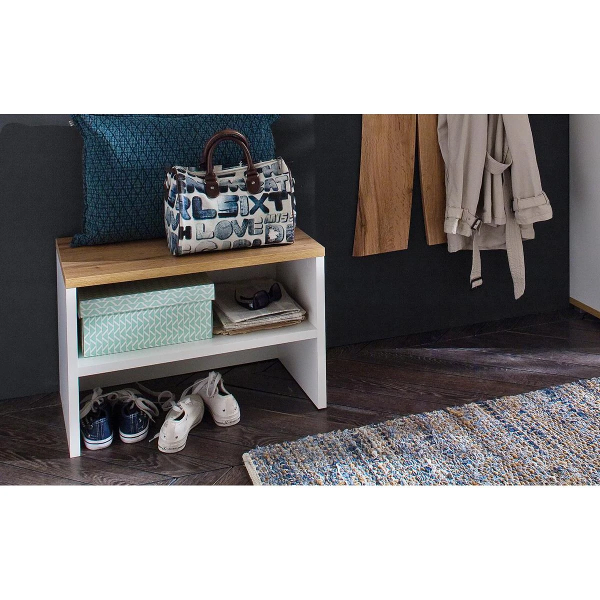 Ensemble De Vestiaire 4 éléments Coloris Blanc Et Chêne Wotan – Image 5