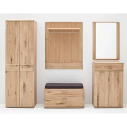 Ensemble De Vestiaire Complet Finition Chêne Poutre Blanchi Huilé