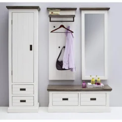 Ensemble Vestiaire 4 PiÚces En Blanc Acacia, Laqué Blanc