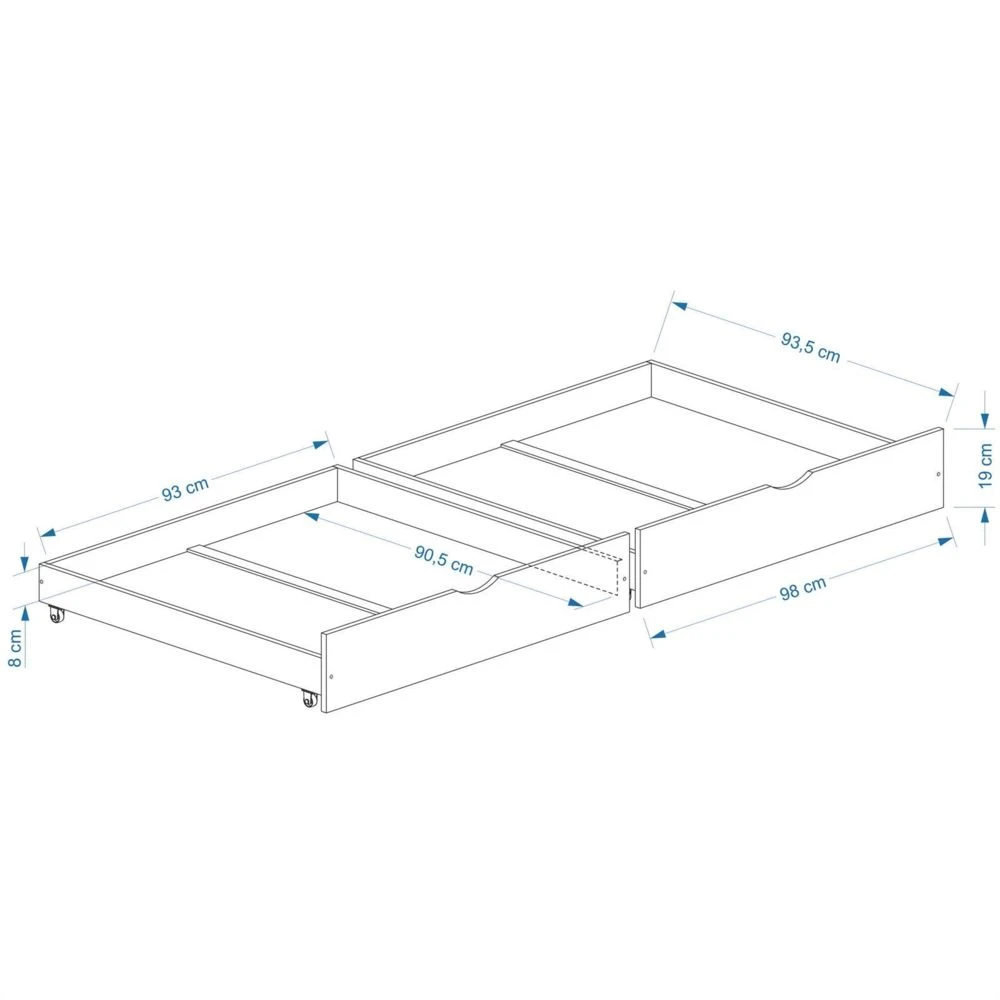 Lot De 2 Tiroirs FELIX, Rangement Sous Lit 90x200 Cm En Pin Massif Las... 2 Lot De 2 Tiroirs FELIX, Rangement Sous Lit 90x200 Cm En Pin Massif Las... – Image 2