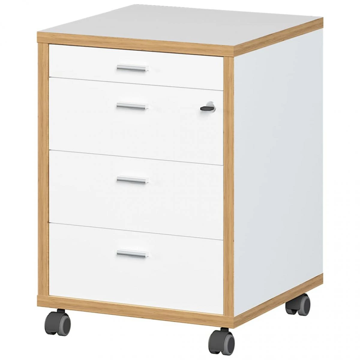 Germania Classeur Sur Roulettes GW-Helsinki Blanc Et ChĂȘne Navarra â Image 2