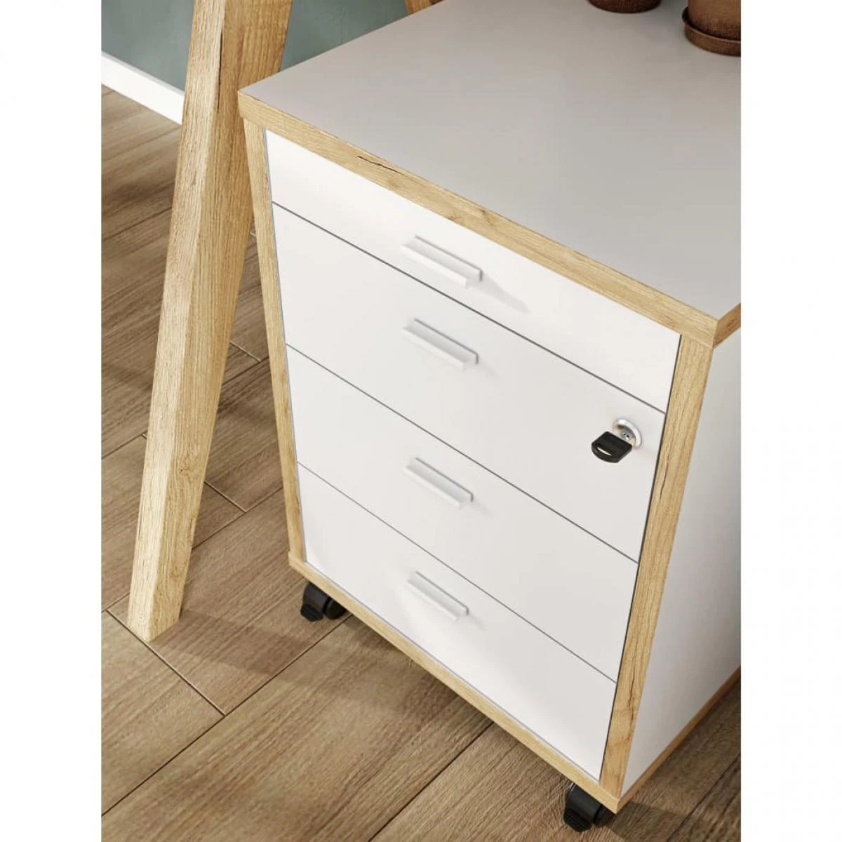 Germania Classeur Sur Roulettes GW-Helsinki Blanc Et ChĂȘne Navarra â Image 3