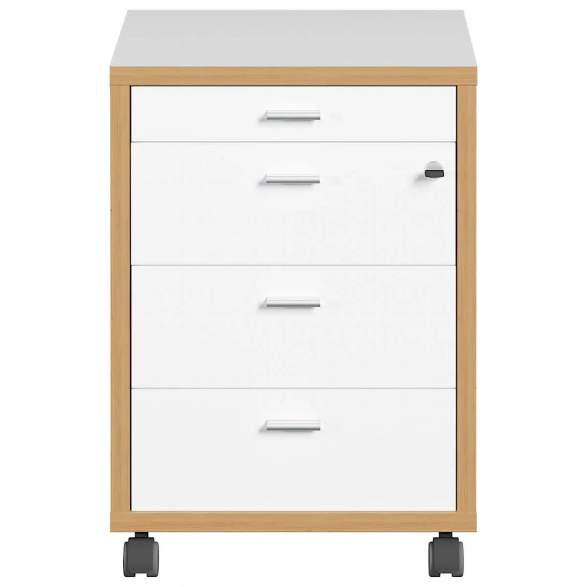 Germania Classeur Sur Roulettes GW-Helsinki Blanc Et ChĂȘne Navarra â Image 4