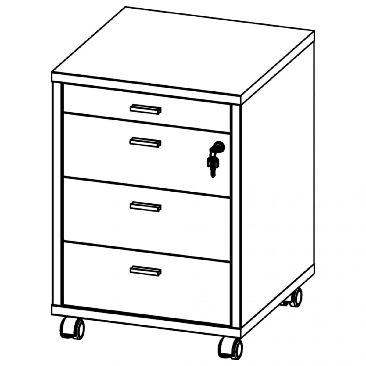 Germania Classeur Sur Roulettes GW-Helsinki Blanc Et ChĂȘne Navarra â Image 5