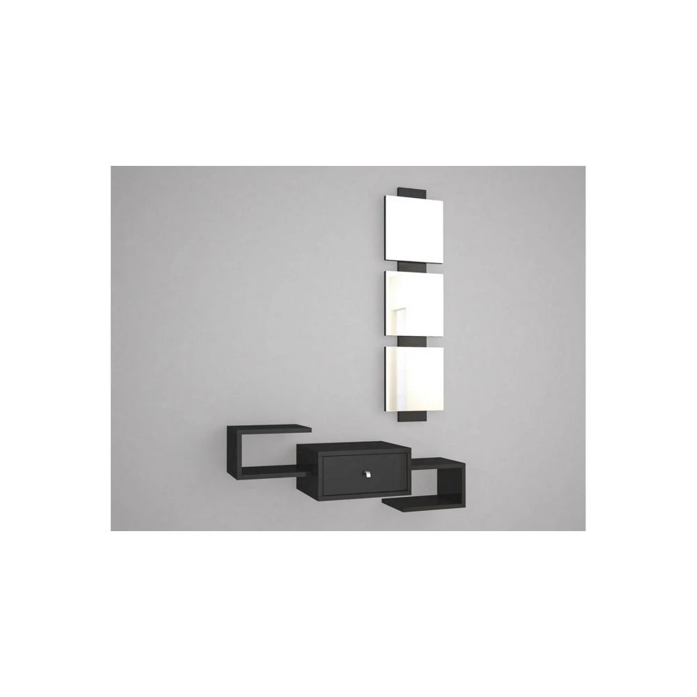 HOMEMANIA Vestiaire - Meuble D’Entree Dorado Avec Miroir, Tiroir, É... 2 HOMEMANIA Vestiaire - Meuble D’Entree Dorado Avec Miroir, Tiroir, É... – Image 2