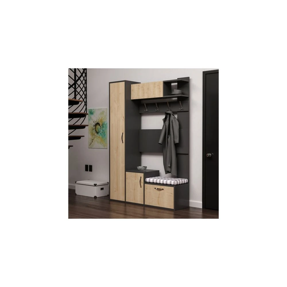 HOMEMANIA Vestiaire - Meuble D’entree Seina Armoire - Avec Étagère... – Image 2