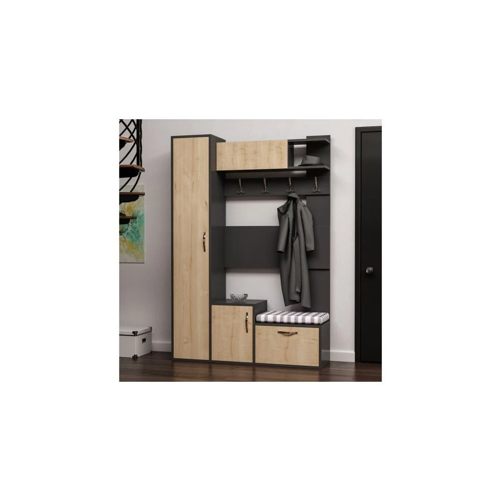 HOMEMANIA Vestiaire - Meuble D’entree Seina Armoire - Avec Étagère...