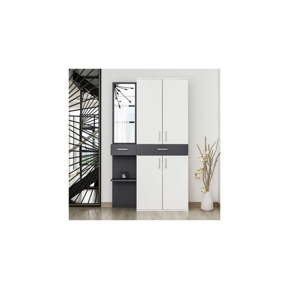 HOMEMANIA Vestiaire - Meuble D’Entree Cersei Armoire - Avec Miroir, ... 1 HOMEMANIA Vestiaire - Meuble D’Entree Cersei Armoire - Avec Miroir, ...